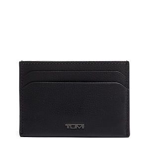 Nassau Money Clip Card Case- Black Texture Leather