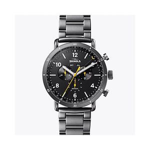 Mens' Canfield Sport Chronograph Gunmetal PVD Stainless Steel Watch Black Dial