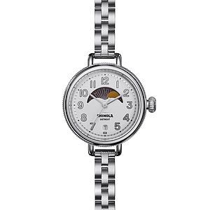 Ladies' Birdy Moon Phase Silver-Tone Stainless Steel Watch Silver Dial
