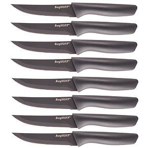 8pc Serrated Steak Knife Set, gray