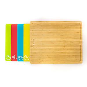 Bamboo 4pc Cutting Board Set, 4 Multi-colored inserts, 16.5x13.4x1.5