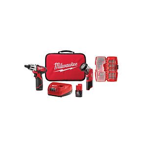 M12 2-Tool Combo Kit w 42-Bit Set - Screwdriver  LED Worklight