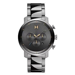 Mens Chrono Gunmetal IP Stainless Steel Watch Gunmetal Dial