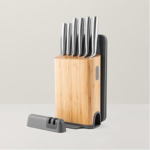 Leo Legacy 11pc SS Knife Block Set with 3 Cutting Boards  Built-in Sharpener