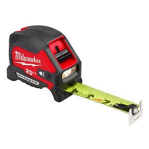 25ft Compact Wide Blade Magnetic Tape Measure w Rechargeable 100L Light