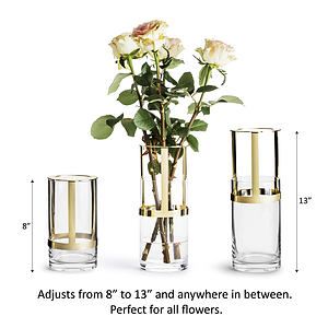 Hold Adjustable Vase, Medium, Gold