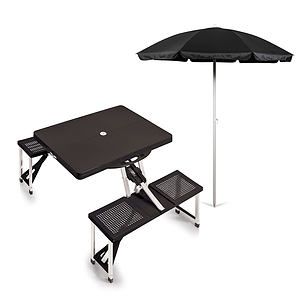 Folding Picnic Table w Seats  1 Beach Umbrella Black