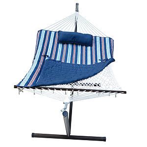 Cotton Rope Hammock w Stand Pad  Pillow Combo Kingston Stripe Arbor
