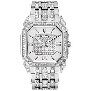 Men's Crystal Octava Silver-Tone Stainless Steel Bracelet Watch Silver-Tone dial