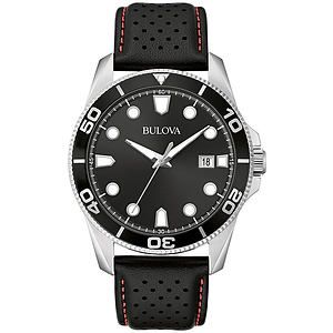 Corporate Collection Men's Leather Strap watch, Black dial