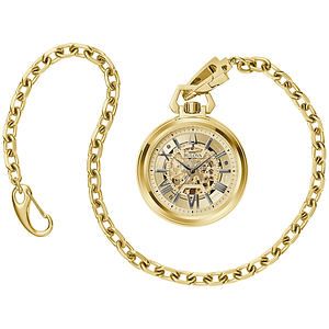 Bulova Mens Sutton Stainless Steel Pocket Chain watch, Gold-Tone dial
