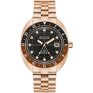 Bulova Mens Oceanographer Snorkel Stainless Steel Bracelet watch, Black dial