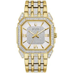 Men's Crystal Octava Gold-Tone Stainless Steel Bracelet Watch Silver-Tone dial