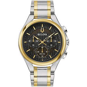 Bulova Men's Curv Stainless Steel Bracelet watch, Black dial