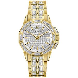 Ladies' Crystal Octava collection, Gold-Tone Stainless Steel Bracelet Watch Silver-Tone dial
