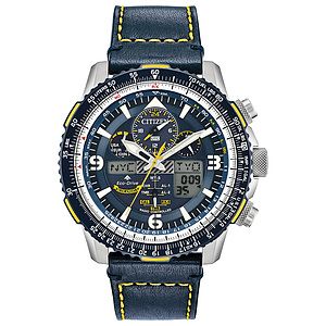 Men's Promaster Blue Angels Skyhawk A-T Eco-Drive Watch, Blue Leather Strap