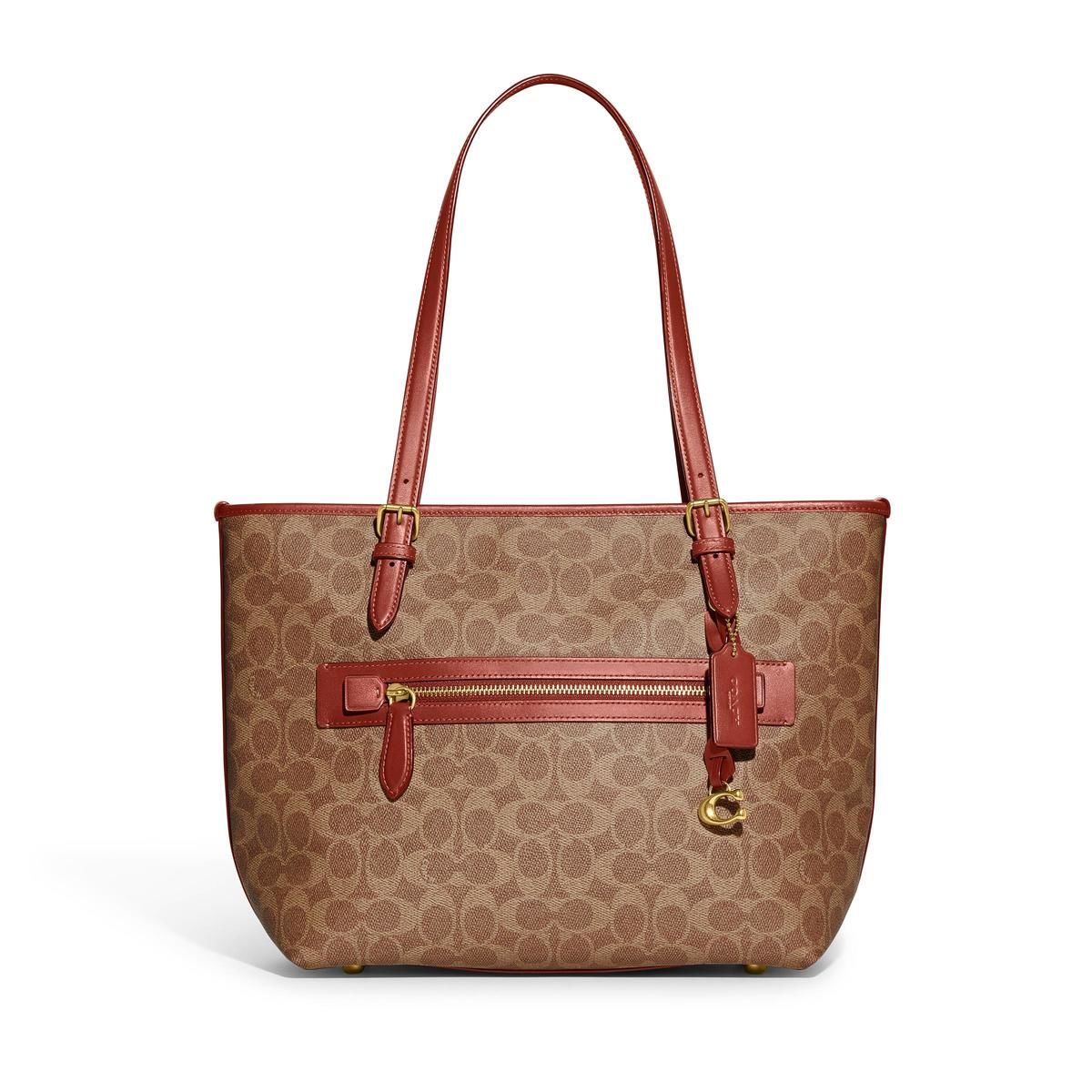 Coated Canvas Signature Taylor Tote - Tan RustBrass