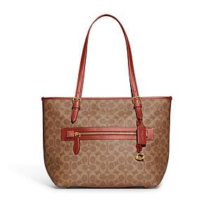Coated Canvas Signature Taylor Tote - Tan RustBrass