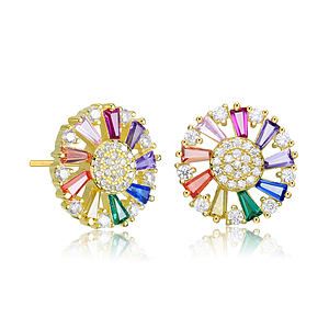 Round Multi CZ Stud Earrings Size 0.55