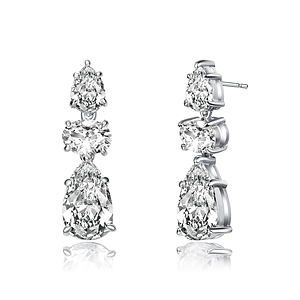 Sterling Silver Pear CZ Earrings Size 0.27