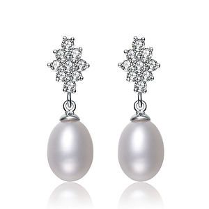 Sterling Silver Pearl Drop Earrings Size 0.8