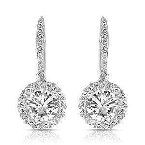 Rhodium Plated Round Drop Euro Earrings Size 1.25