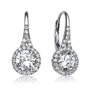 Partially Paved and Haloed Drop Earrings Size 0.83