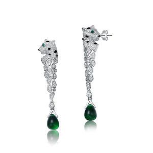 Emerald CZ Fauna Drop Earrings Size 1.69