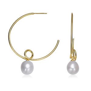 Freshwater Pearl Round Hoop Earrings Size 1.5