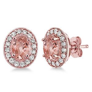 Morganite  Diamond Earrings