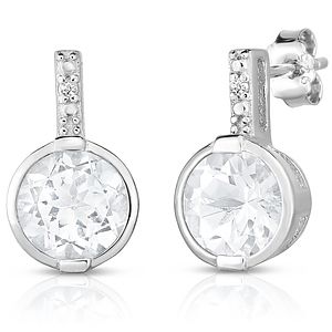 White Topaz  Diamond Earrings