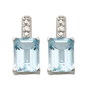 Diamond  Blue Topaz Earrings