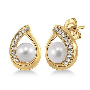 Pearl  Diamond Earrings