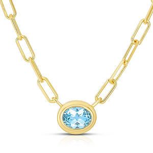 Oval Blue Topaz Necklace