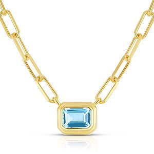 Blue Topaz Paperclip Necklace