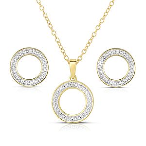 Diamond Geometric Earring  Necklace Set