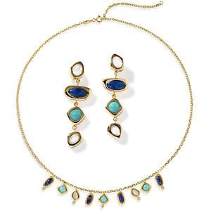 Ocean Statement Earrings  Dangle Necklace Set