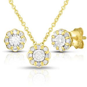 Diamond Earrings and Diamond Necklace Set