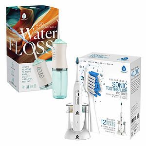 Pursonic Rechargeable Toothbrush  Water Flosser Duo with Multi-Year Supply