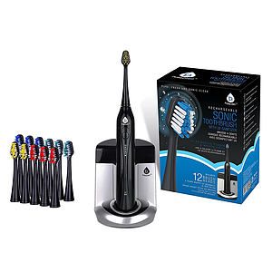 Deluxe Plus Sonic Rechargeable Toothbrush with Built In UV Sanitizer - Black