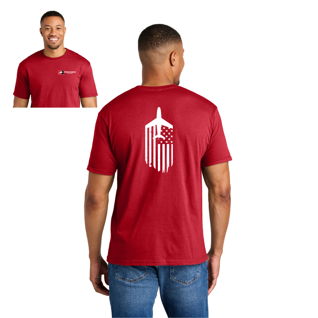Aircraft + American Flag Graphic - Gildan Softstyle T-Shirt