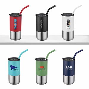 BRAZOS - 16 OZ DOUBLE WALL TUMBLER WITH STRAW