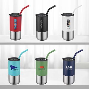 BRAZOS - 16 OZ DOUBLE WALL TUMBLER WITH STRAW
