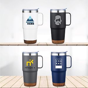 DELAWARE - 24 OZ STAINLESS STEEL TRAVEL MUG WITH CORK BOTTOM