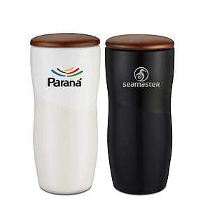 FARMINGTON - 12 OZ DOUBLE WALL CERAMIC TUMBLER WITH WOOD LID