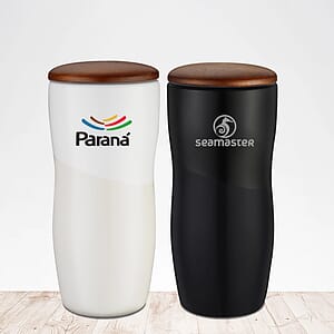 FARMINGTON - 12 OZ DOUBLE WALL CERAMIC TUMBLER WITH WOOD LID