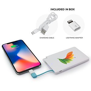 Dartmouth - 4000 mAh SLIM PORTABLE POWER BANK WITH CABLE