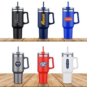 THE HIDRATOR II- 40 oz. S/S TRAVEL MUG WITH HANDLE AND STRAW