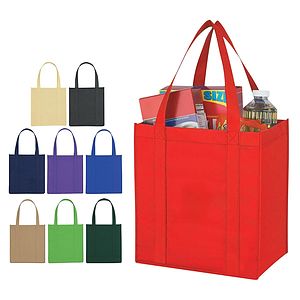 Non-Woven Grocery Tote Bag W/ Bottom Insert (13" W x 15" H x 10" G)