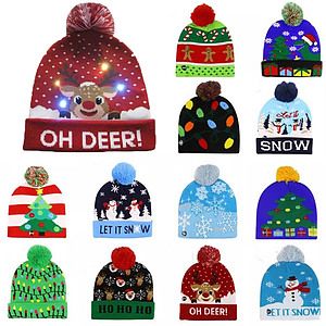 Led Christmas Knitted Beanie Hats